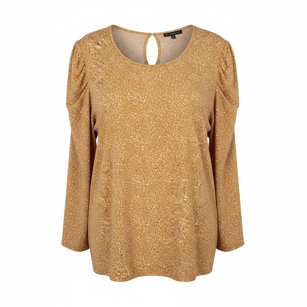 Adrianna Papell Feminine Office XL Yellow Puff Sleeve Blouse Top